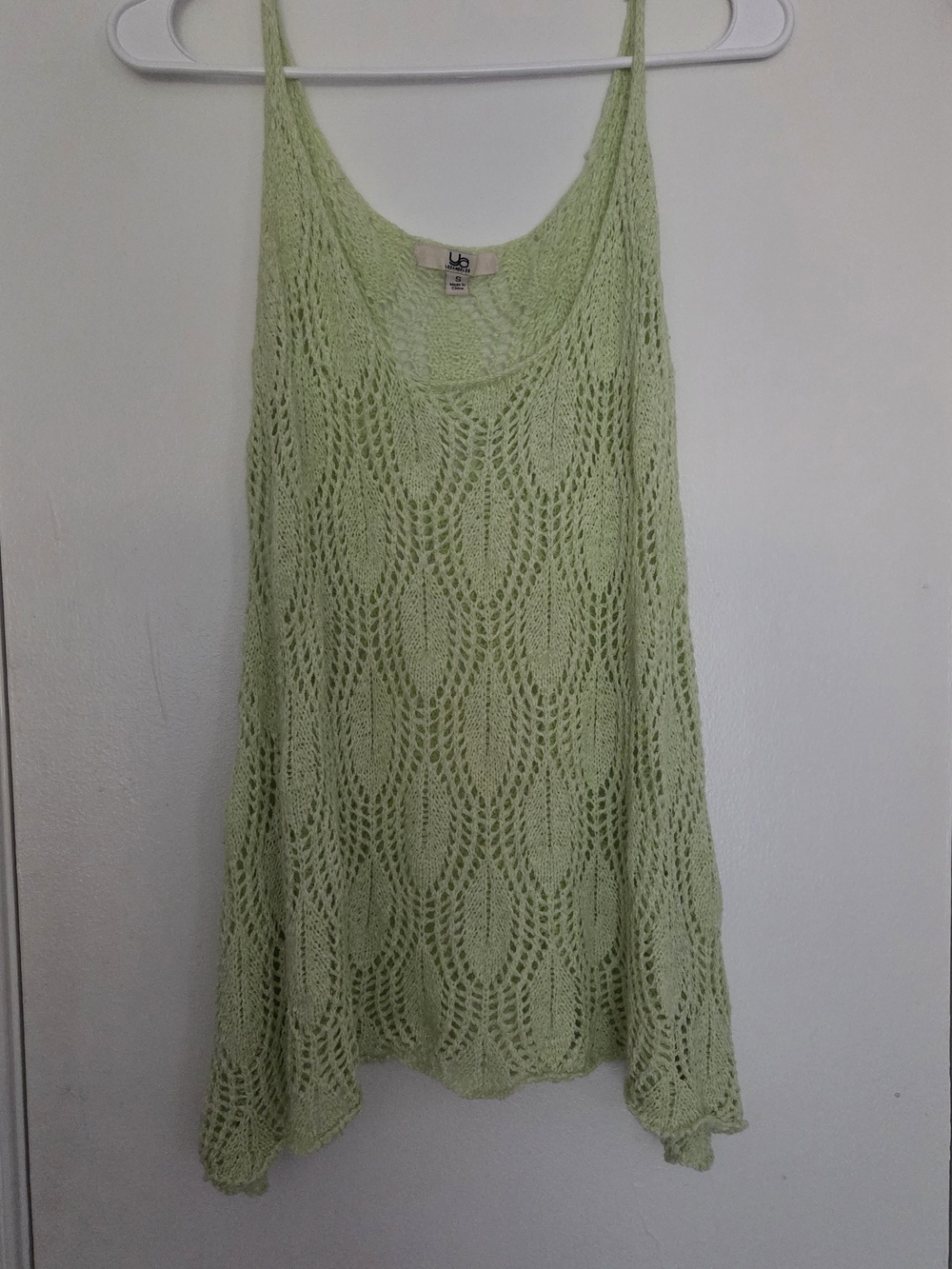 YA Los Angeles Lime Green Open Knit Bohemian Tank Top S